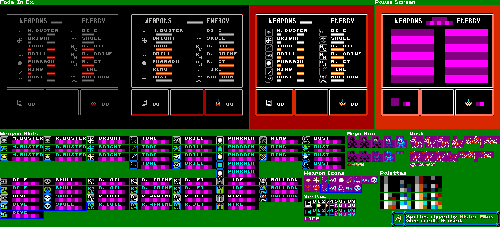 Mega Man 4 - Pause Screen