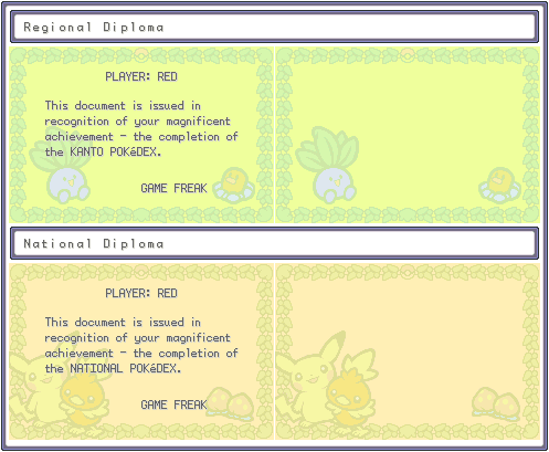 Pokémon FireRed / LeafGreen - Diploma