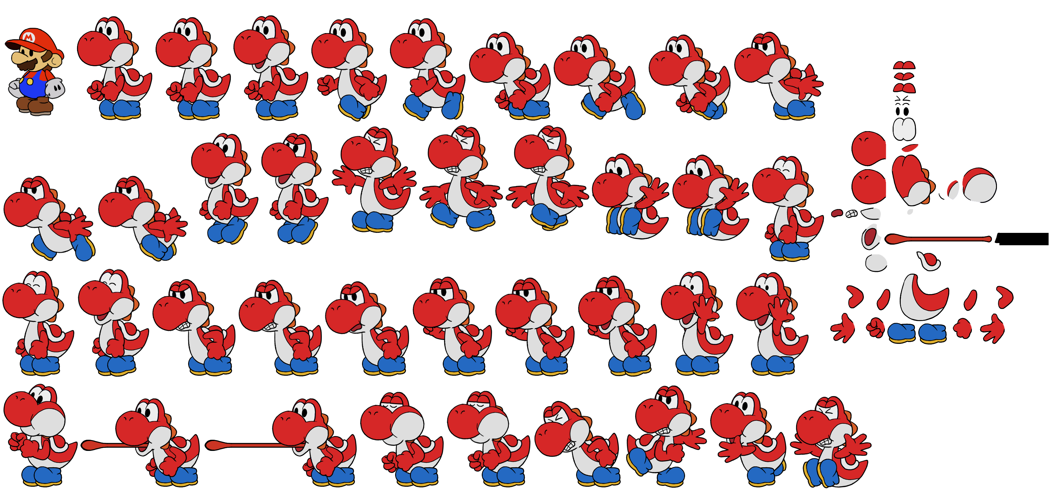 Custom / Edited - Yoshi Customs - Yoshi (Red) (Paper Mario-Style
