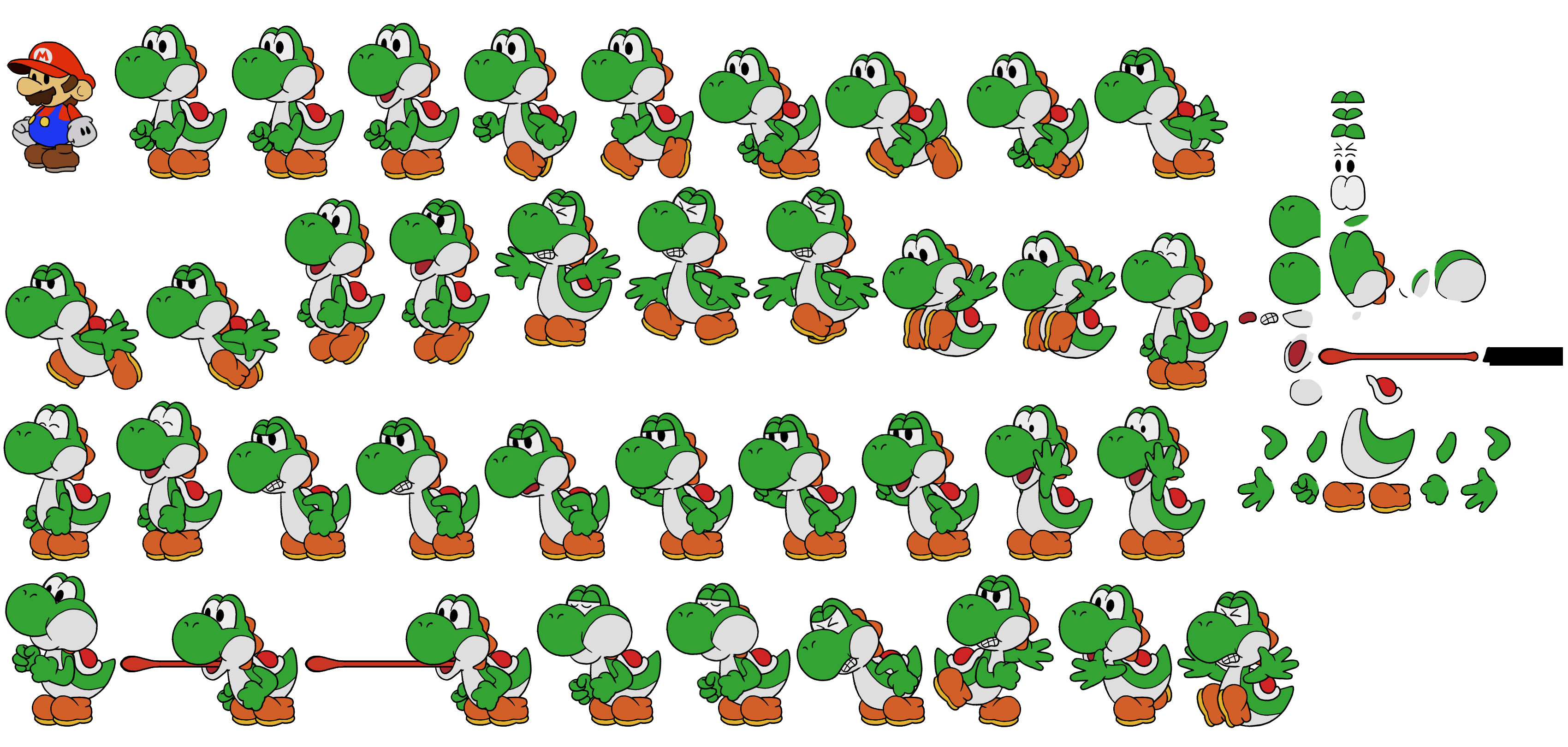 Yoshi (Green) (Paper Mario-Style, Modern)