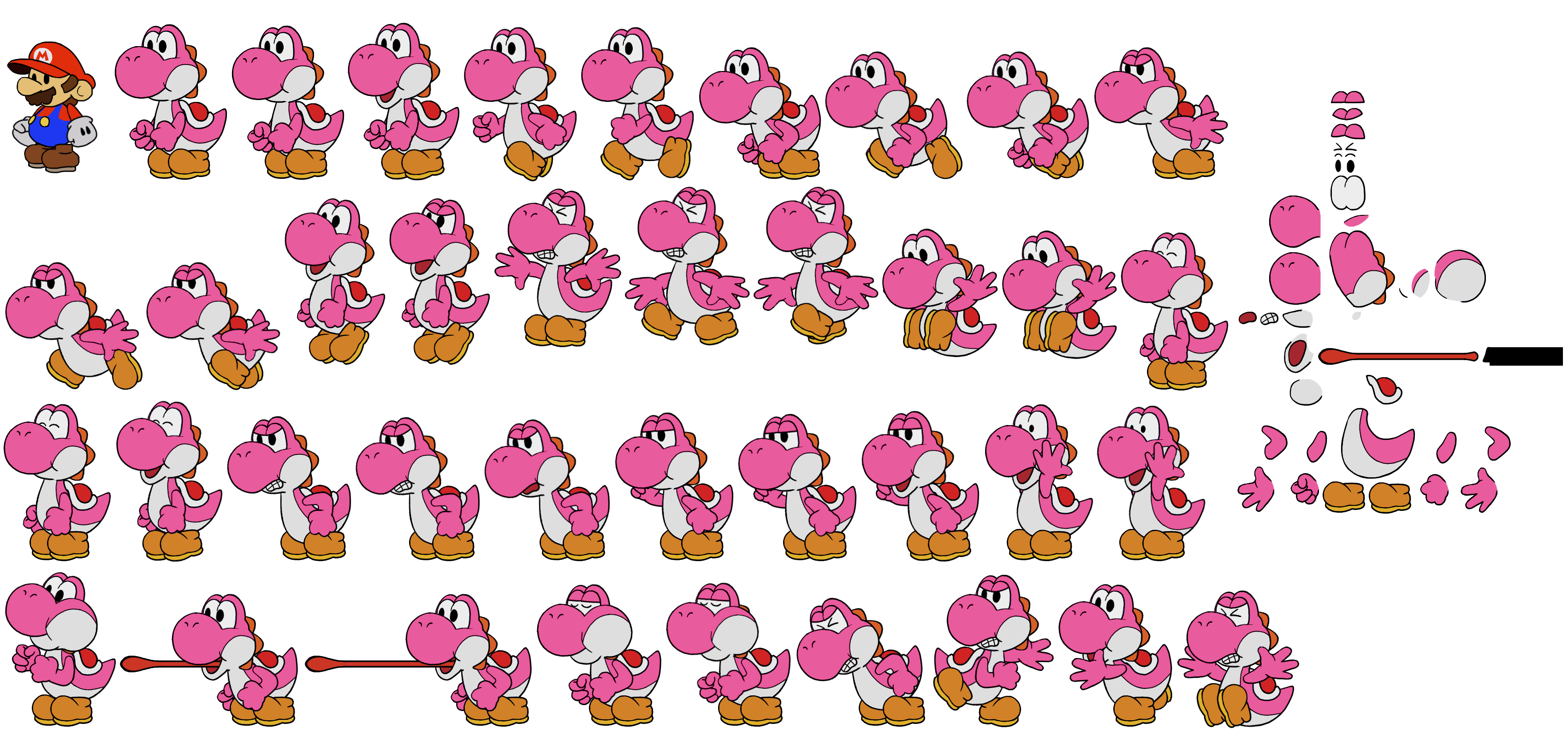 Yoshi (Pink) (Paper Mario-Style, Modern)