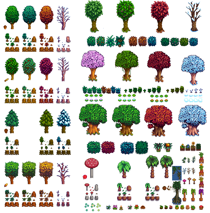 Stardew Valley - Background Trees & Plants
