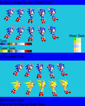 Sonic the Hedgehog Customs - Sonic 3 Beta Swinging Animation 1 (Sonic 3-Style)