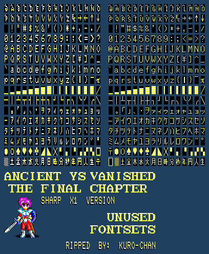 Ys: The Final Chapter - Unused Fontset