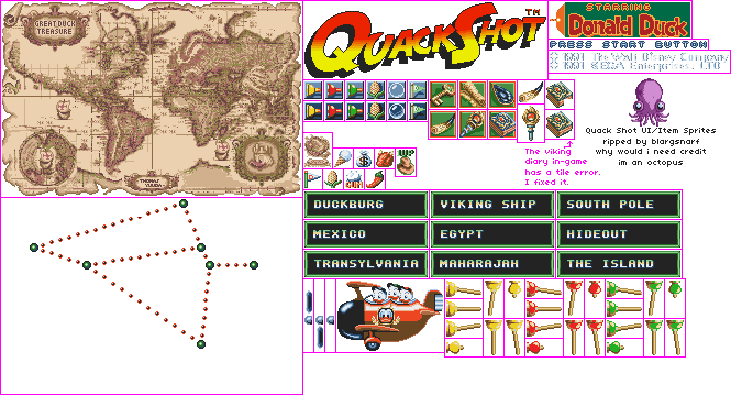 Quack Shot Starring Donald Duck - UI & Items