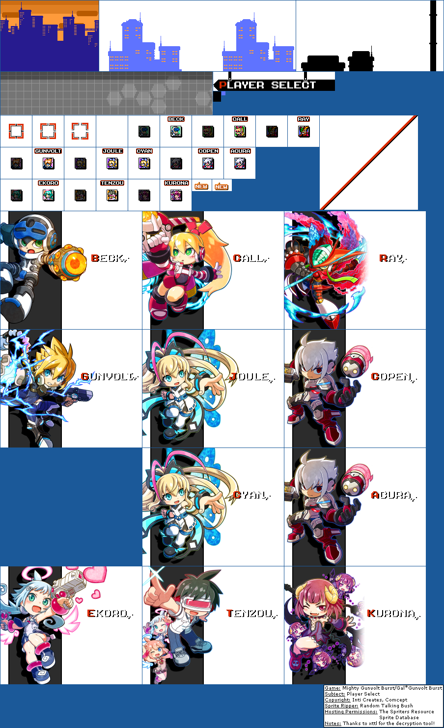 Mighty Gunvolt Burst - Player Select