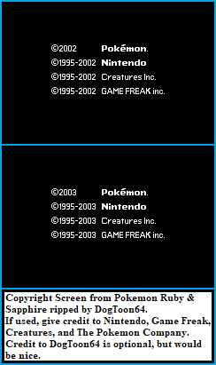 Pokémon Ruby / Sapphire - Copyright Screen