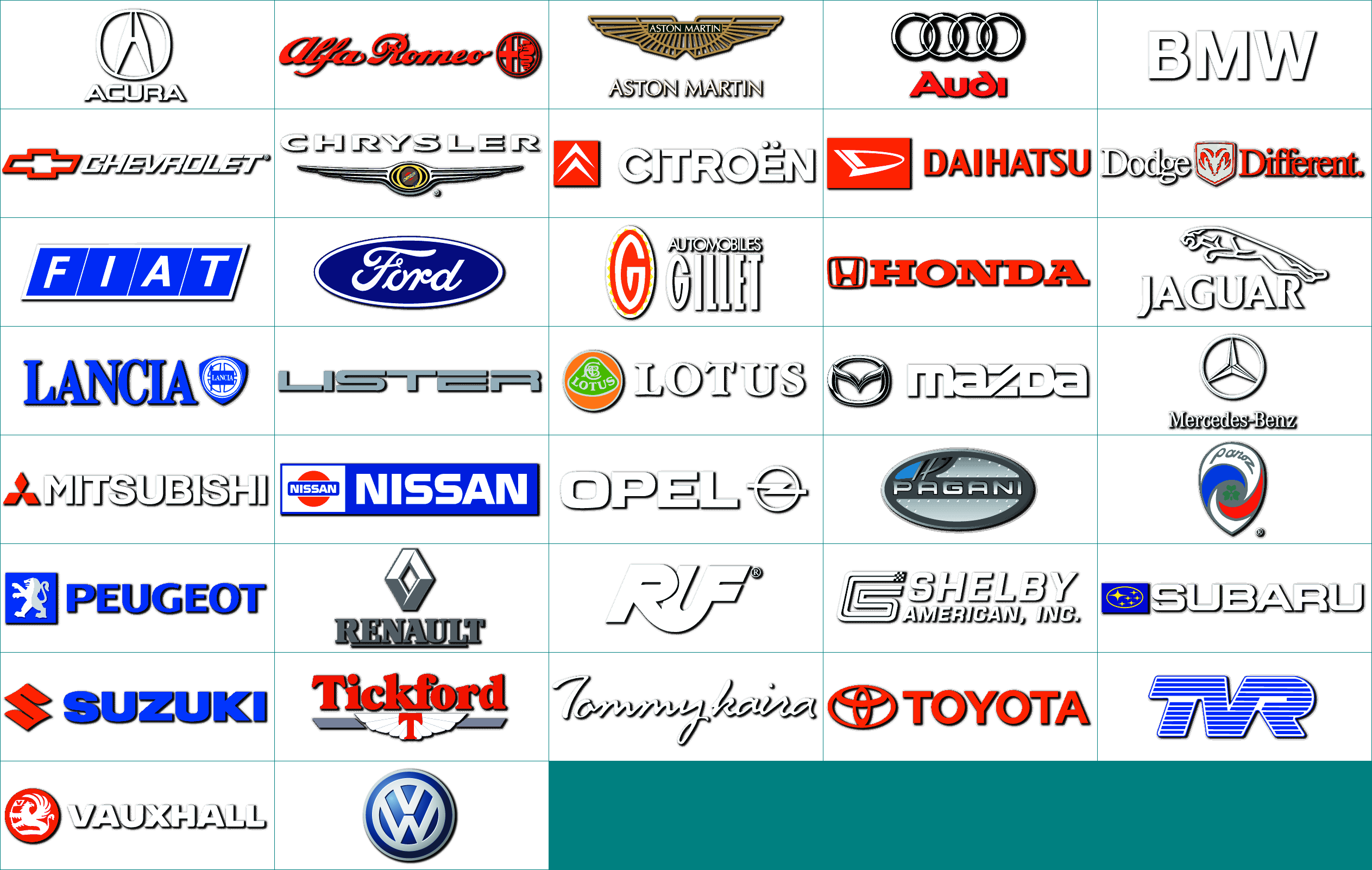 Gran Turismo 3: A-Spec - Manufacturer Logos