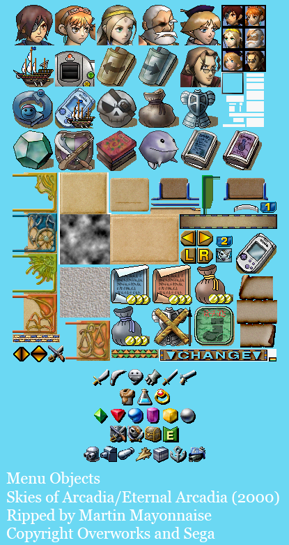 Skies of Arcadia - Menu Objects