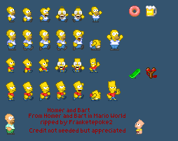 Homer and Bart in Mario World - Homer and Bart