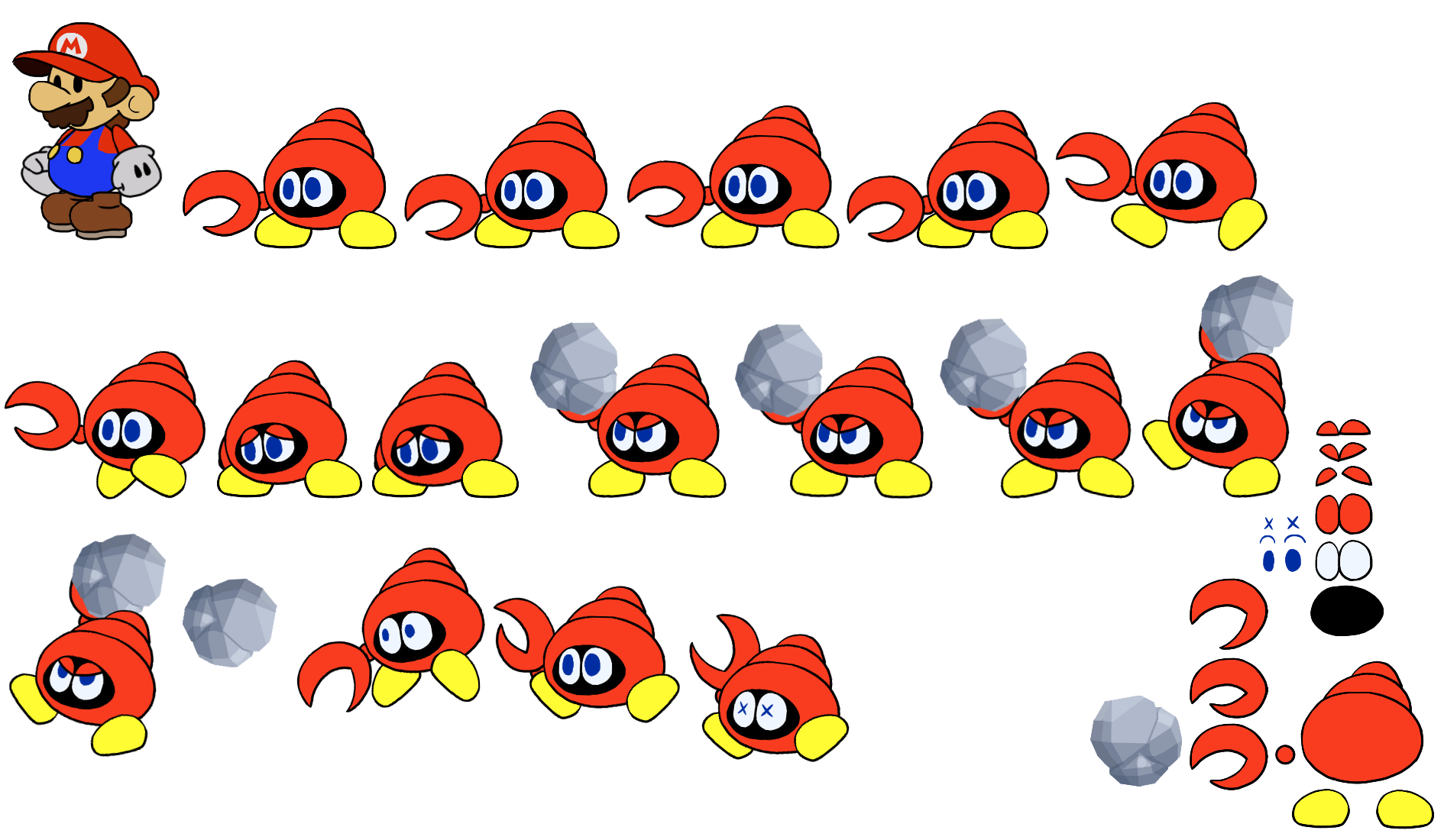 Mario Customs - Huckit Crab (Paper Mario-Style)