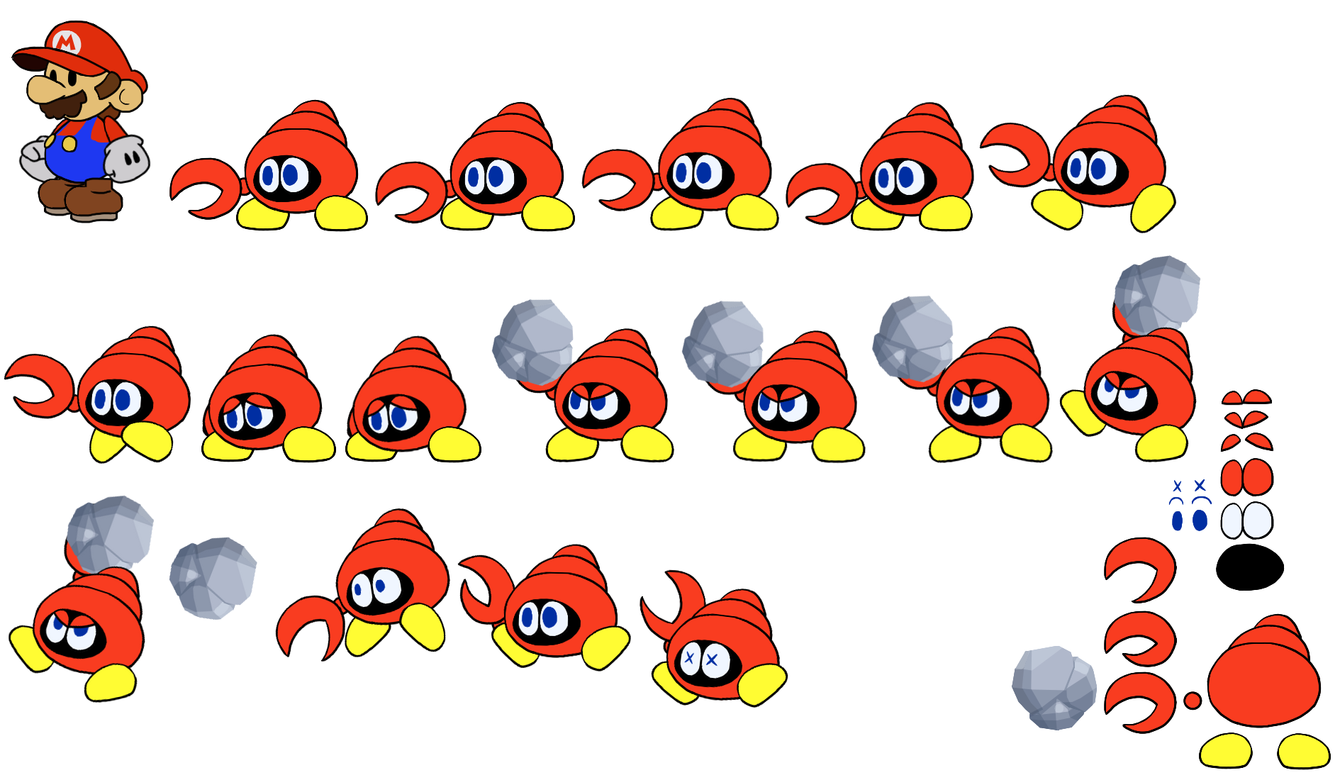 The Spriters Resource Full Sheet View Mario Customs Huckit Crab