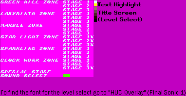 Sonic the Hedgehog (Prototype) - Level Select Menu