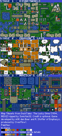 DuckTales: The Lucky Dime (MSX2) - Map Tilesets