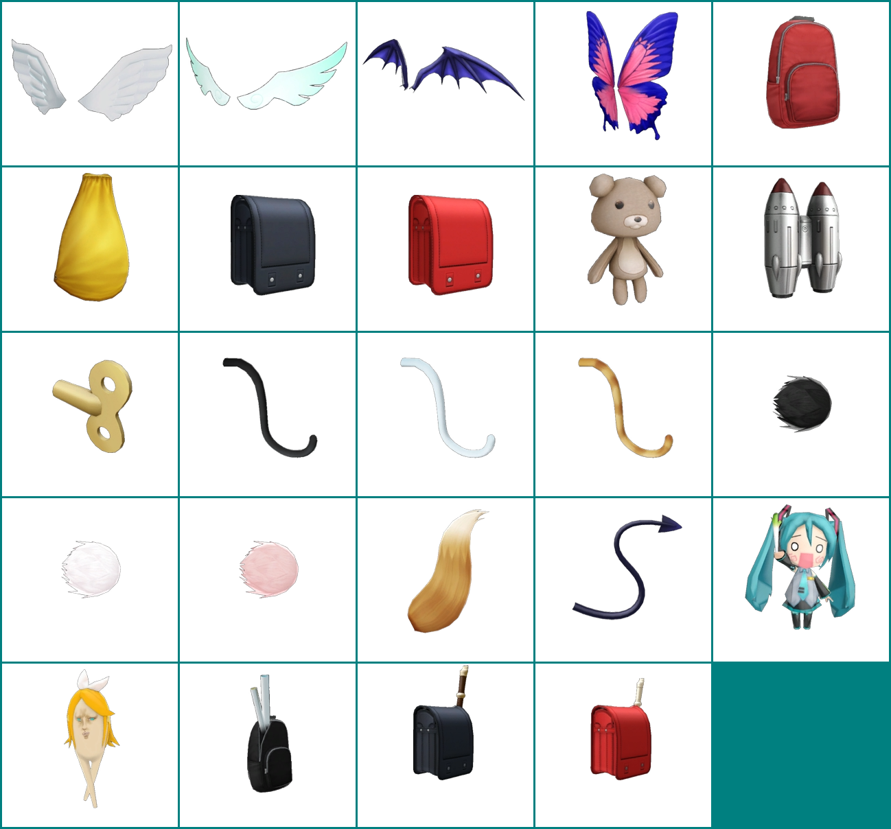 Hatsune Miku: Project DIVA F - Back Accessory Thumbnails