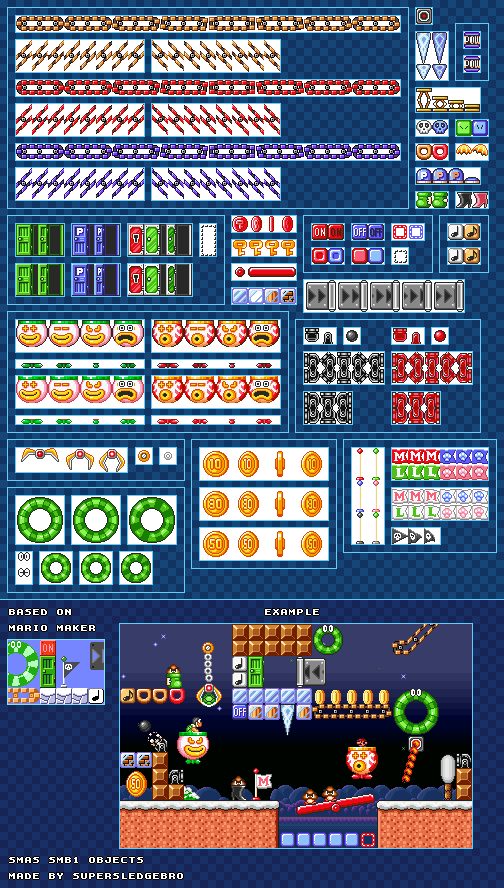 Mario Customs - Super Mario Bros. Objects (Super Mario Maker, SMB SNES-Style)
