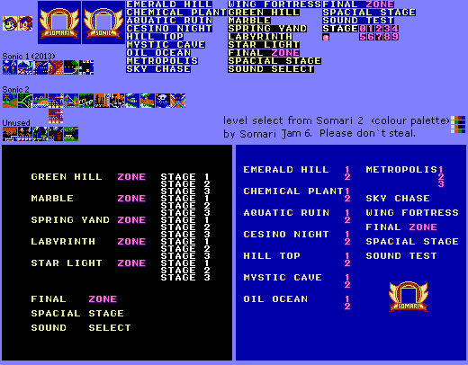 Sonic 2 Level Select (Somari-Style)