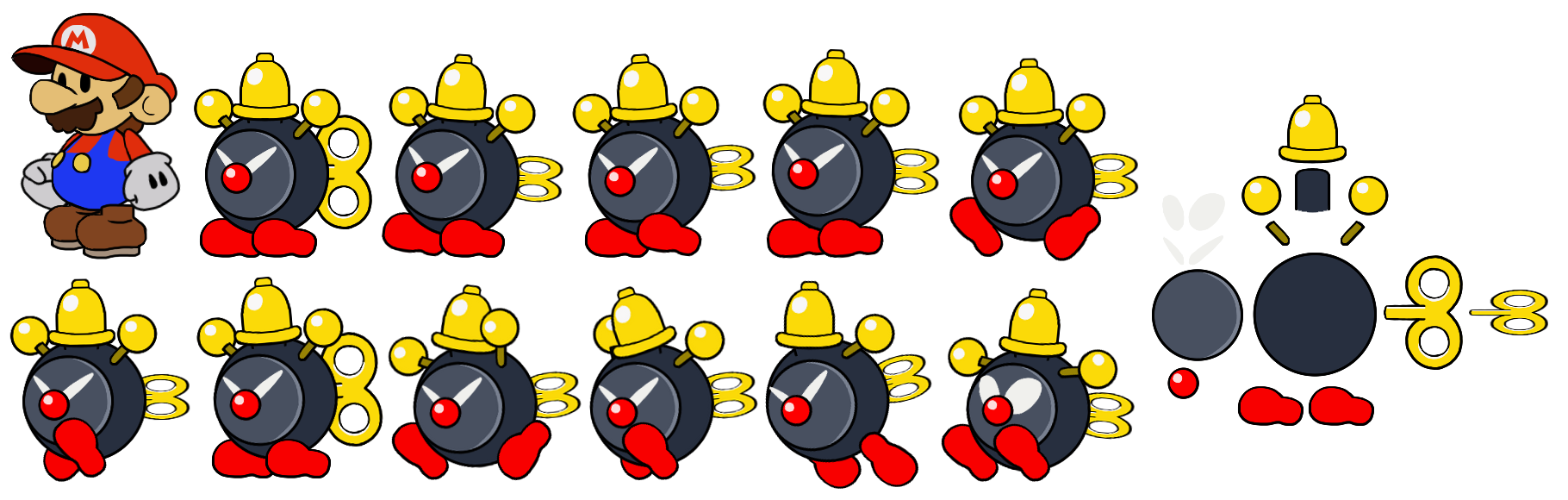 Mario & Luigi Customs - Alarm Bob-omb (Paper Mario-Style)