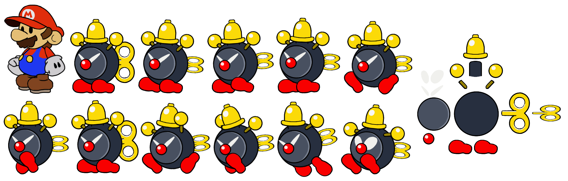 Alarm Bob-omb (Paper Mario-Style)