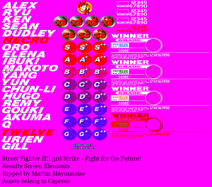 Street Fighter III: 3rd Strike - Fight for the Future - Results Screen Elements