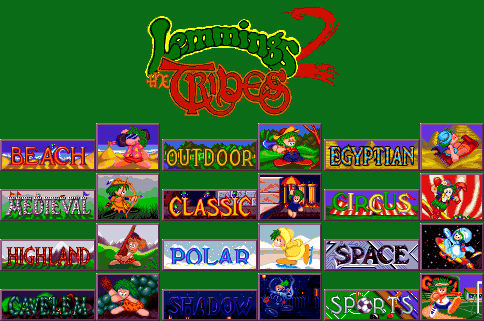 Lemmings 2: The Tribes - Title & Tribe Select