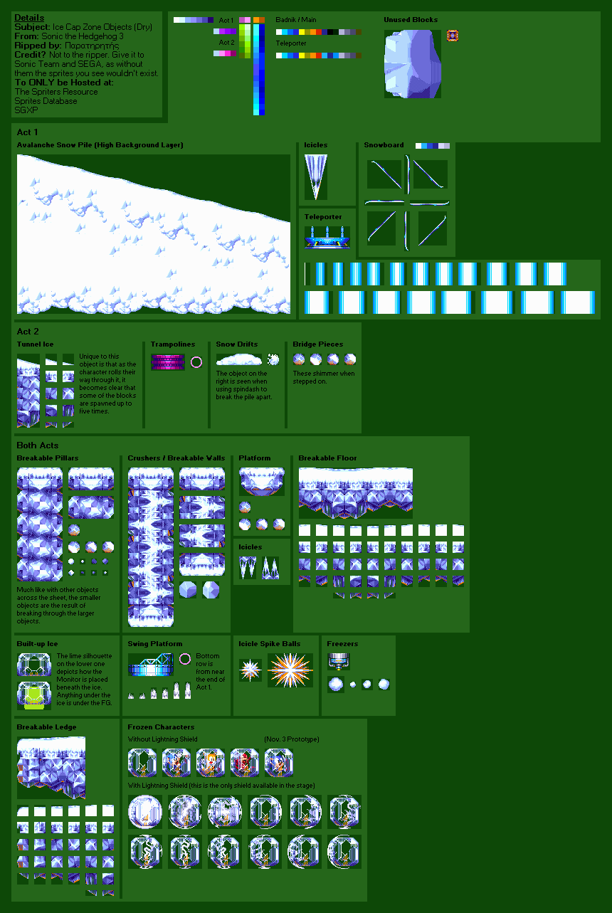 Sonic the Hedgehog 3 - Ice Cap Zone Objects