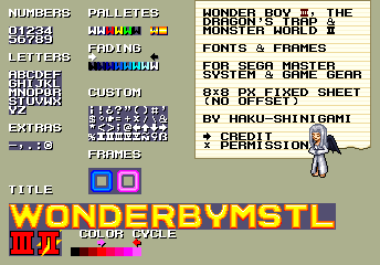 Wonder Boy: The Dragon's Trap - Font