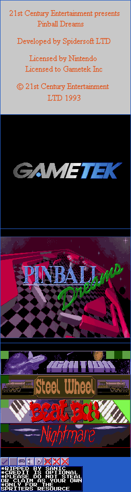 Pinball Dreams - Intro, Title Screen and Main Menu
