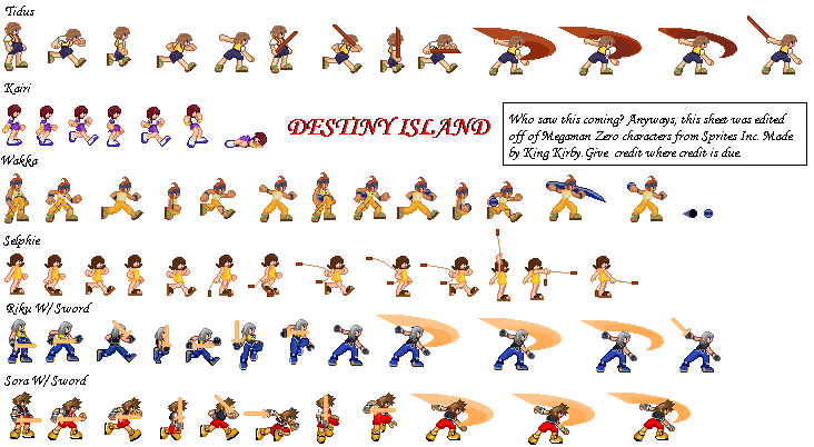 Destiny Island Characters (Mega Man Zero-Style)