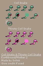 EarthBound Customs - Coil Snake & Thirsty Coil Snake