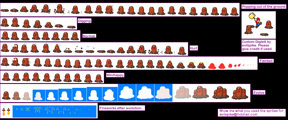 Pokémon Generation 1 Customs - #050 Diglett (Mario & Luigi: Superstar Saga-Style)