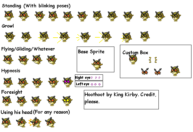 Custom / Edited - Pokémon Customs - #163 Hoothoot - The Spriters Resource