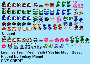 The Spriters Resource - Full Sheet View - Yoshi Vails / Yoshi's Moon ...