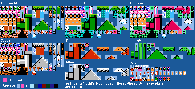 Yoshi Vails / Yoshi's Moon Quest (Hack) - Tileset