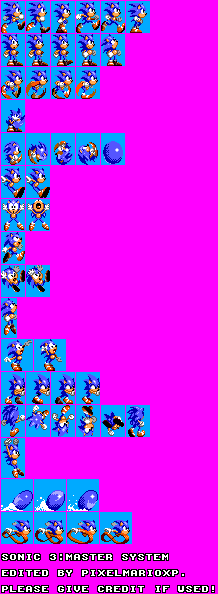 Custom / Edited - Sonic the Hedgehog Customs - Sonic 3 (Master System-Style)  - The Spriters Resource