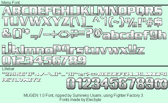 M.U.G.E.N - Menu / Lifebar Font (v1.0 / v1.1b)