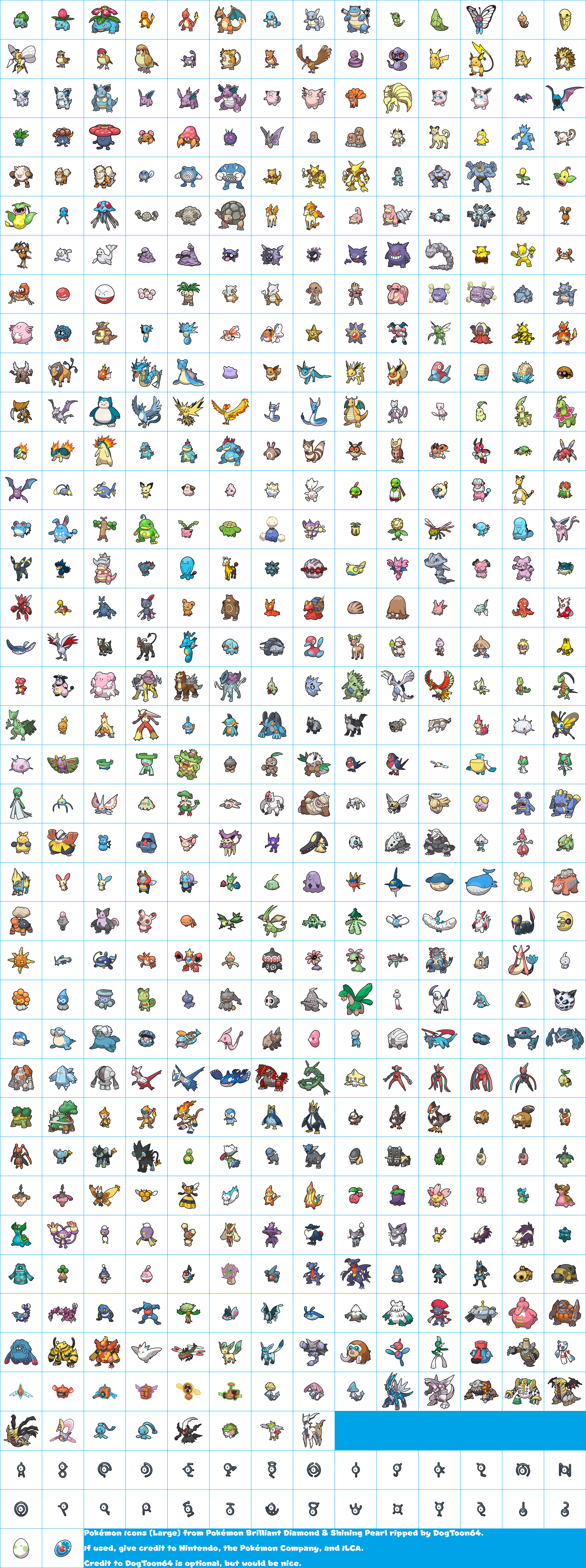 Pokémon Brilliant Diamond / Shining Pearl - Pokémon Icons (Large)