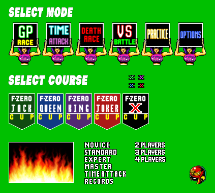 F-Zero X - Select Mode UI Elements