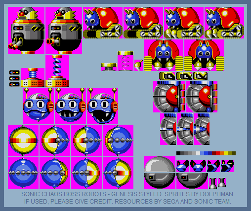 Sonic the Hedgehog Customs - Sonic Chaos Boss Robots (Genesis-Style)