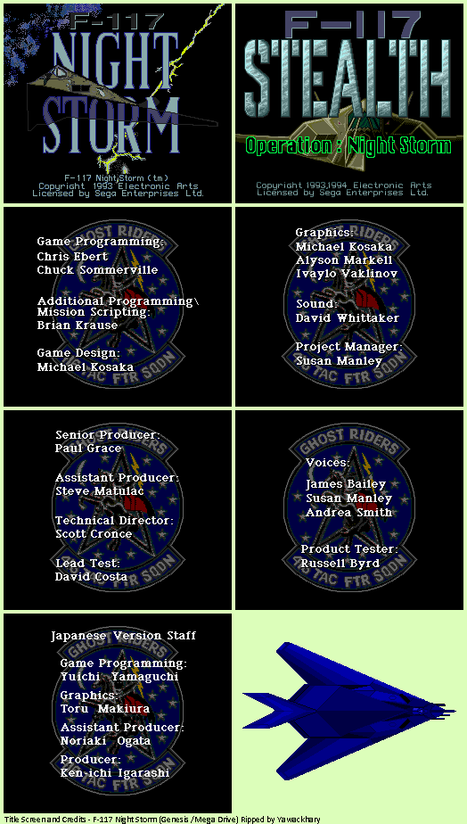 F-117 Night Storm - Title Screen and Credits