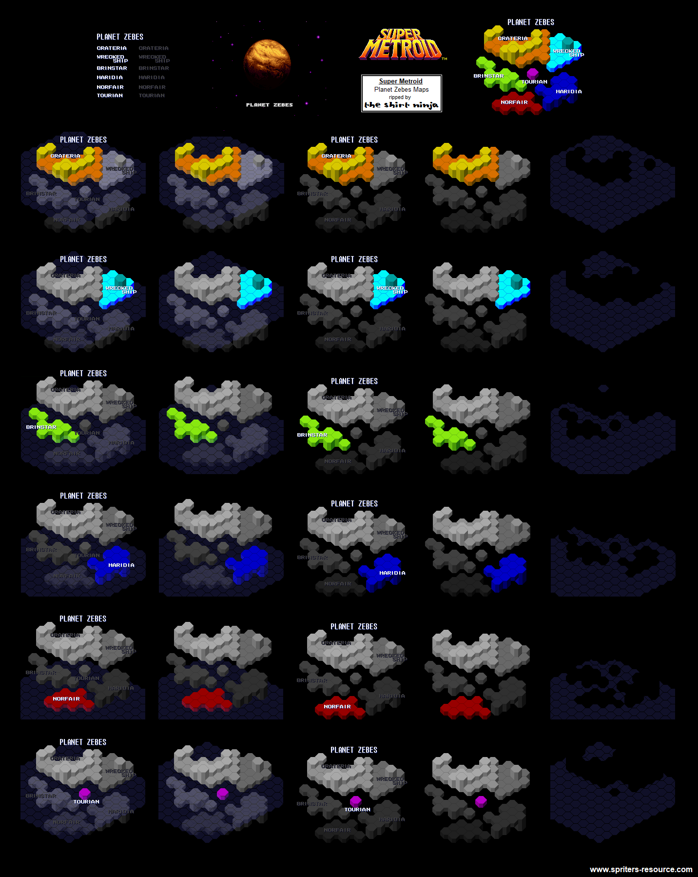 Super Metroid - Planet Zebes Maps