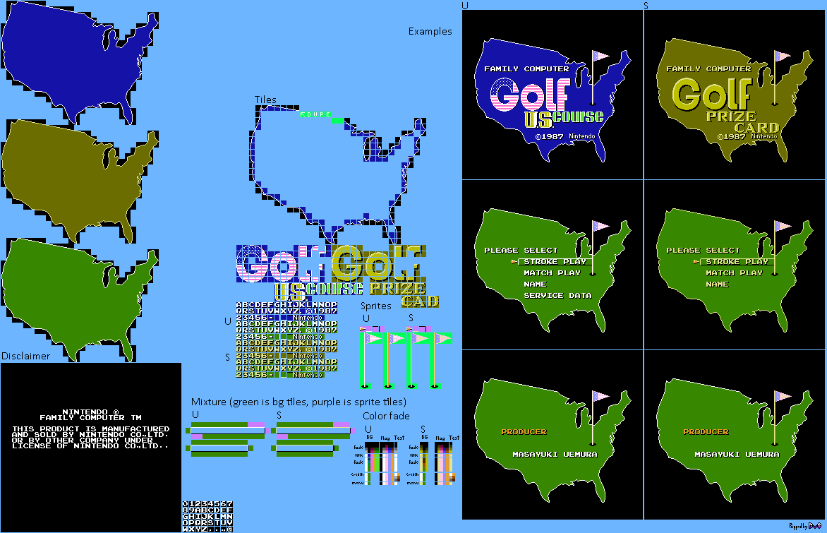 Famicom Golf: U.S. Course (JPN) - Title and Main Menu Screen