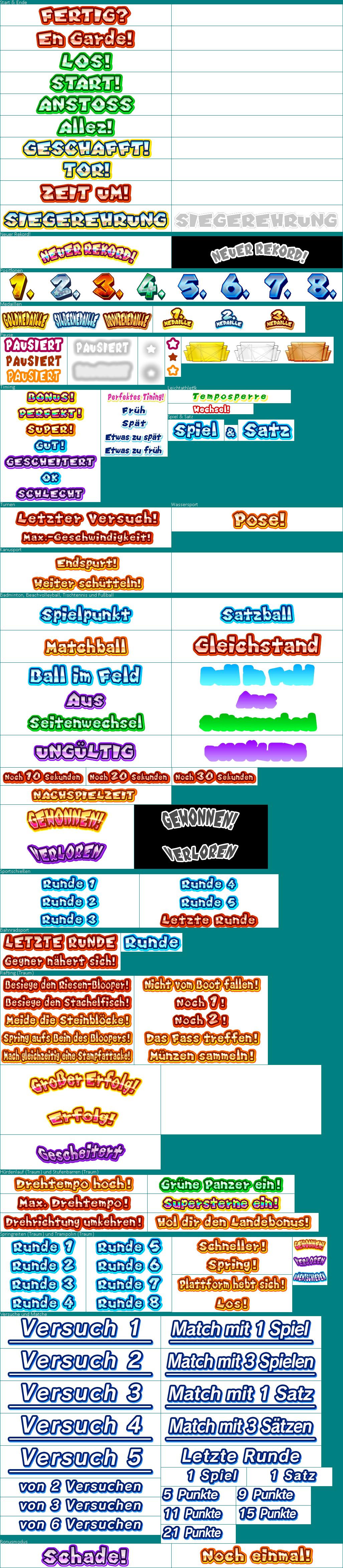 Mario & Sonic at the London 2012 Olympic Games - Events Text (German)