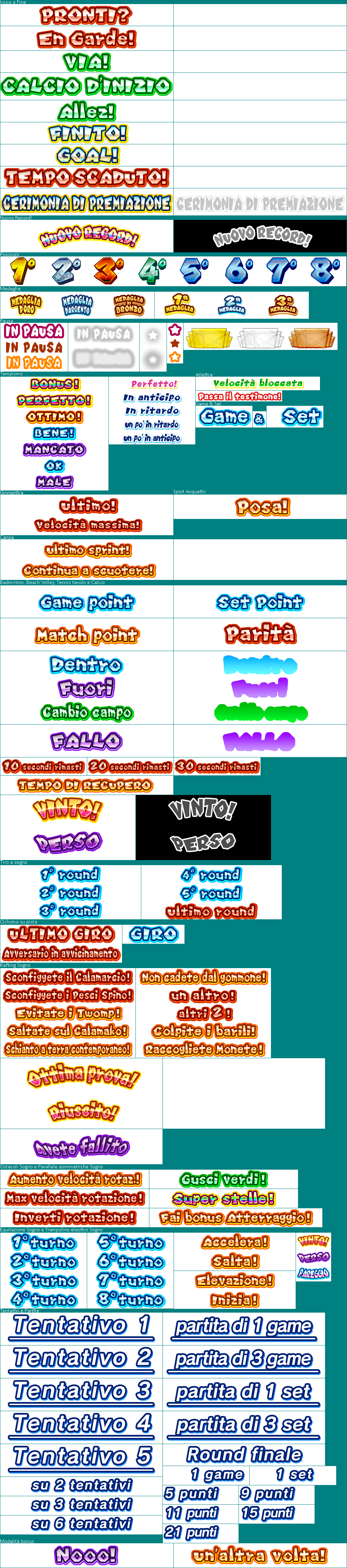 Mario & Sonic at the London 2012 Olympic Games - Events Text (Italian)