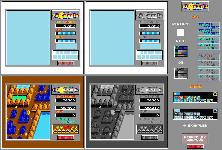 Pac-Mania (MSX2) - GUI & Items