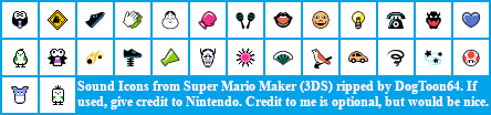 Super Mario Maker for Nintendo 3DS - Sound Icons