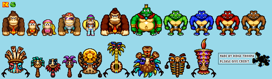 Donkey Kong Customs - Kongs, Kremlings, and Tiki Tak Tribe (Mario & Luigi: DS-Style)