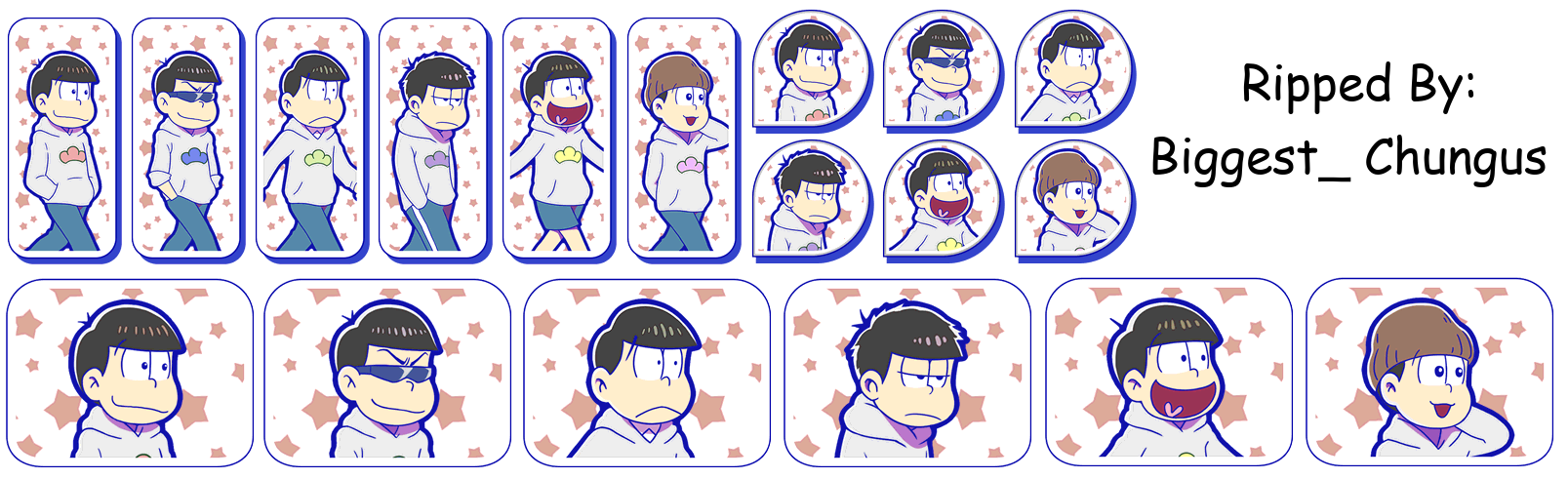 Osomatsu-san Hesokuri Wars: Battle of the NEETs - Set Icons (Grey Hoodie)