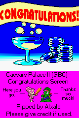 Caesar's Palace II - Congratulations Screen