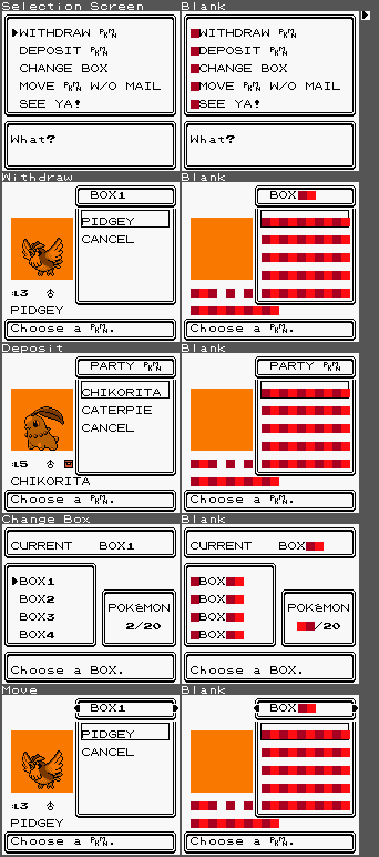 Pokémon Gold / Silver - Bill's PC Interface